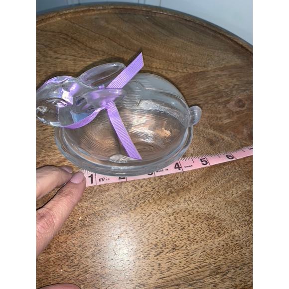 Vintage Lilac Glass Bunny Basket‎ Weave Trinket Dish by LE SMITH - Picture 4 of 6